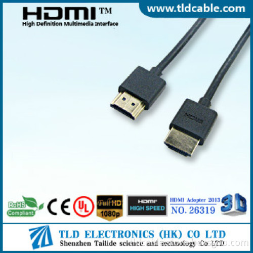 Slim hdmi cable with Ethernet Support 3D,OD3.6mm